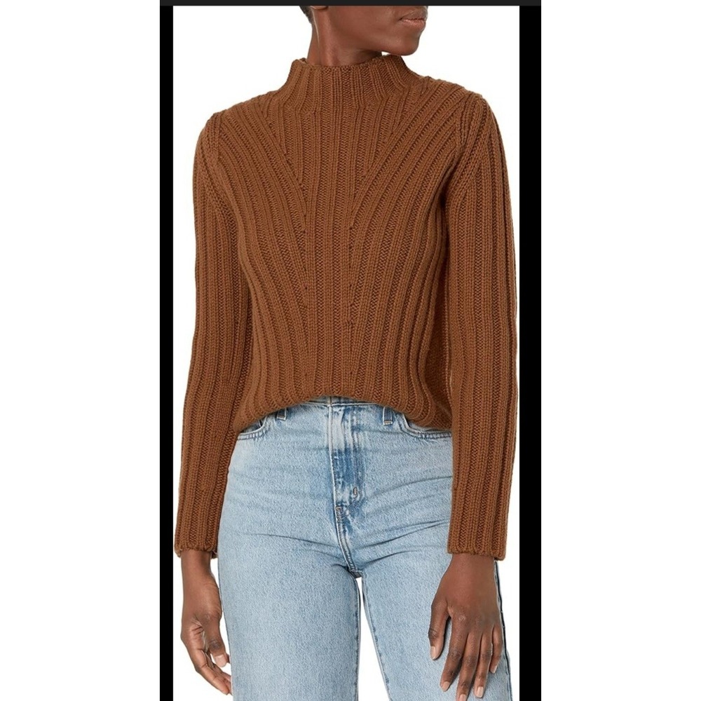 VINCE Wool Cashmere Ribbed Mock Neck Pullover Sweaterโ Size M Cozy Luxury